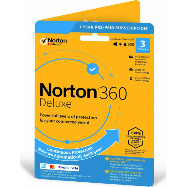 Norton 360 without Subscription(3 Devices - 1 Year) Deluxe incl. 25GB ESD