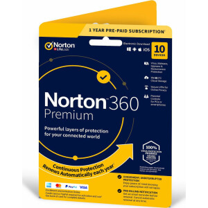 Norton 360 with Subscription (10 Devices - 1 Year) Premium incl. 75GB ESD