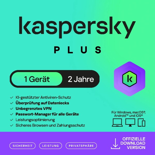 Kaspersky Plus (1 Device - 2 Years) ESD